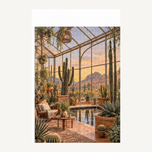 Desert Glasshouse 500-Piece Puzzle — product box hero image