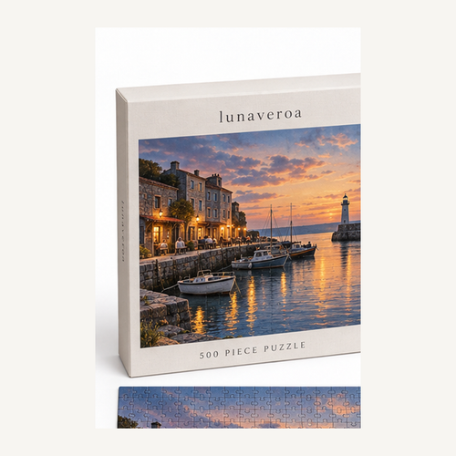 Harbor Afterglow 500-Piece Puzzle — product box hero image