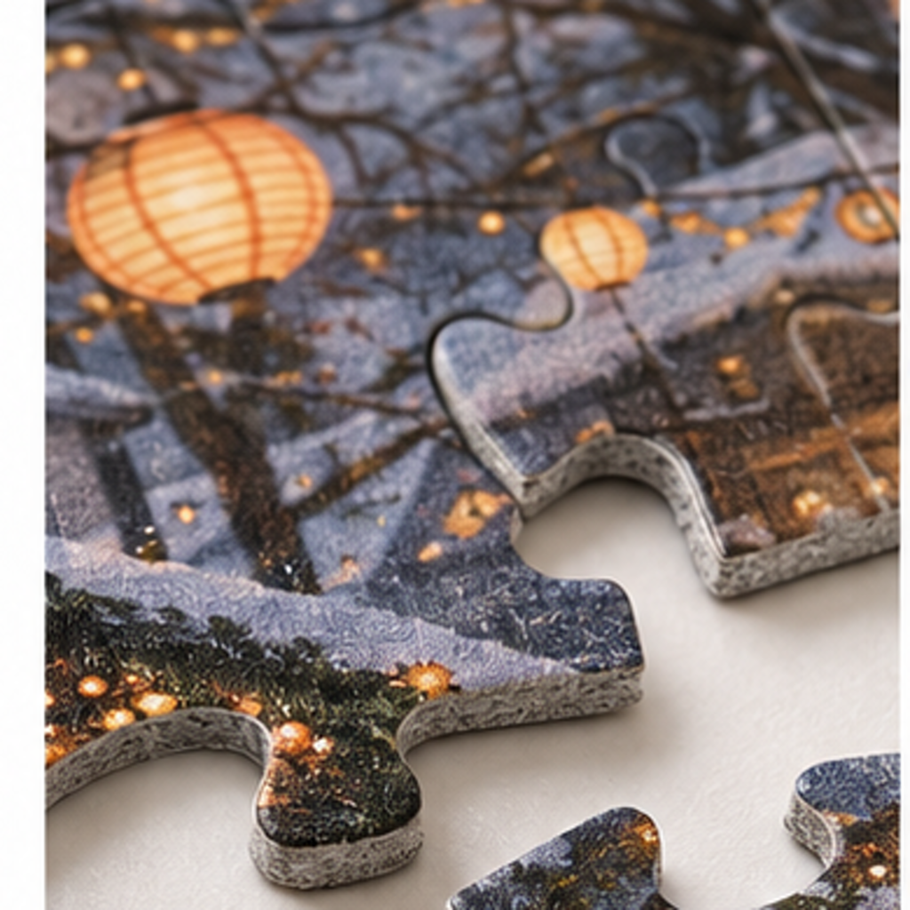 Winter Lantern Market 500-Piece Puzzle — puzzle piece detail